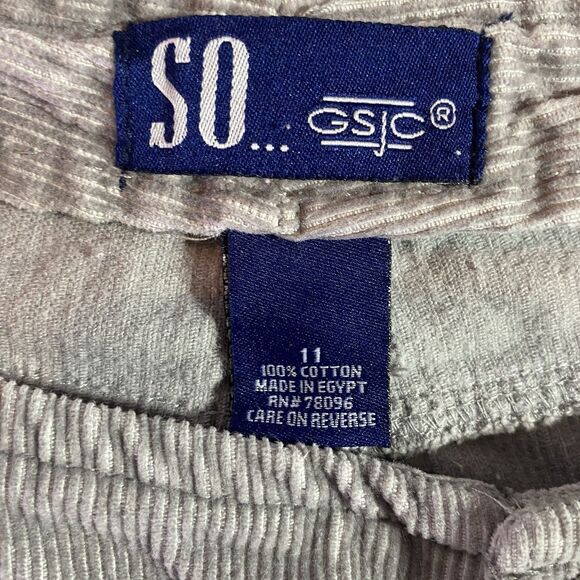 Vintage SO GSJC Corduroy Pants Flare Mid-Rise Y2K Hippie Boho Womens 11 Gray - Picture 3 of 9